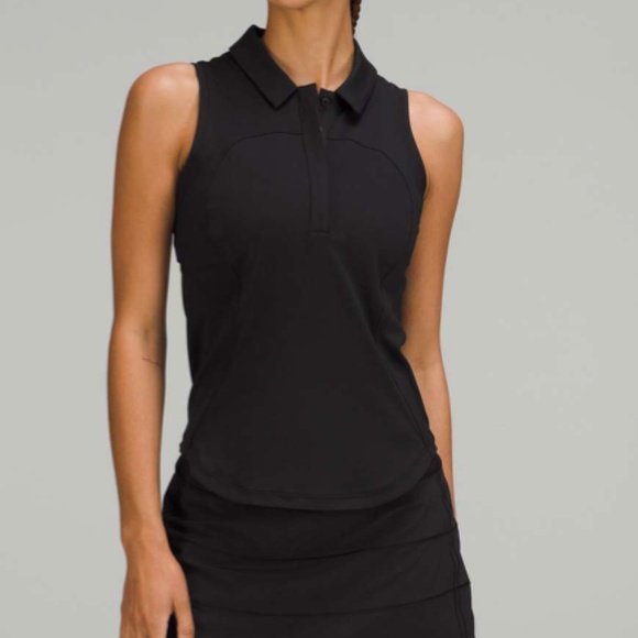 NWT Lululemon Quick-Drying Sleeveless Polo Shirt Black Size 4 - Picture 1 of 5